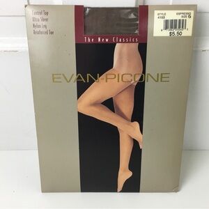 Vintage Evan Picone Control Top Sheer Pantyhose Espresso Brown Plus Size